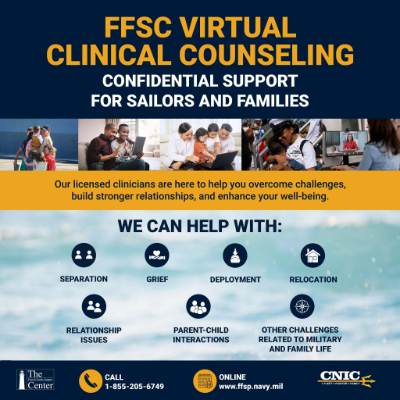Advertisement promoting FFSC Virtual Clinical Counseling.