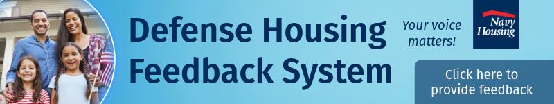 Advertisement promoting Defense Housing Feedback System. Your voice matters!