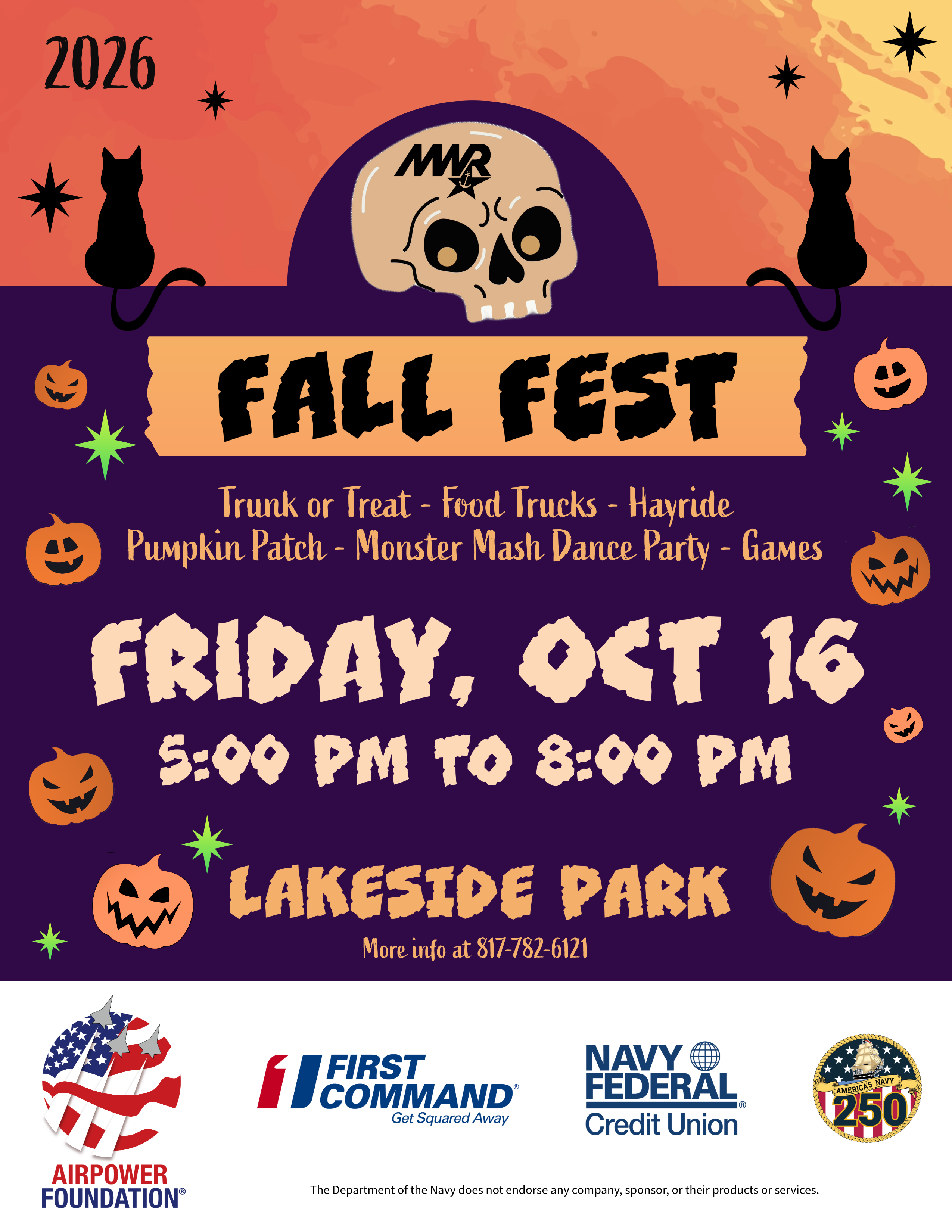 Advertisement promoting Fall Fest on Friday, October 16 from 5:00 PM to 8:00 PM at Lakeside Park. Call 817-782-6121 for more information.