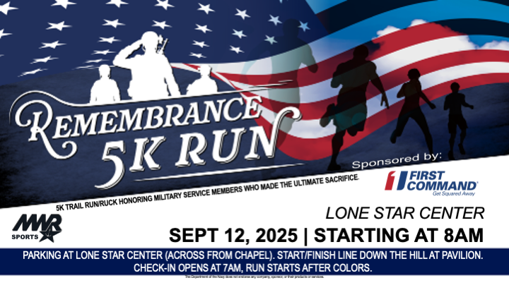Advertisement promoting Remembrance Run 5K run and ruck on September 12th at 8 AM